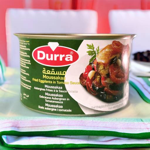 Moussakaa Durra 400g - Pełen smaku wegetariański gulasz z bakłażanem i bogatym sosem pomidorowym